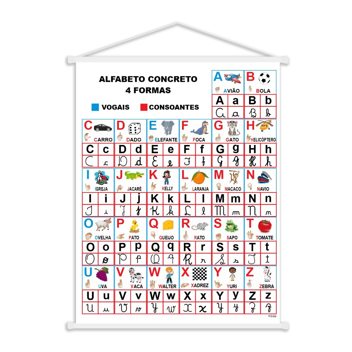 Banner Educativo de Alfabeto Concreto Com 4 Formas