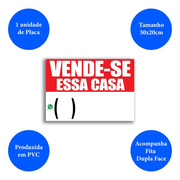 Placa de Sinalização PVC Venda de Imóvel Vende-se essa Casa - Imagem 4