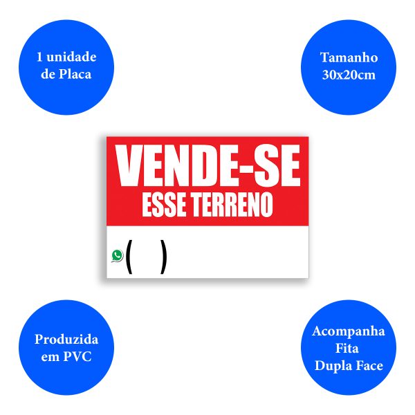 Placa de Sinalização em PVC Vende-se esse Terreno - Imagem 3